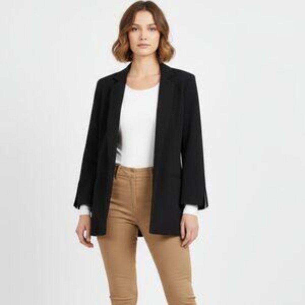 Thierry Mugler Black Open Front 3/4 Length Sleeve Jacket 42 12